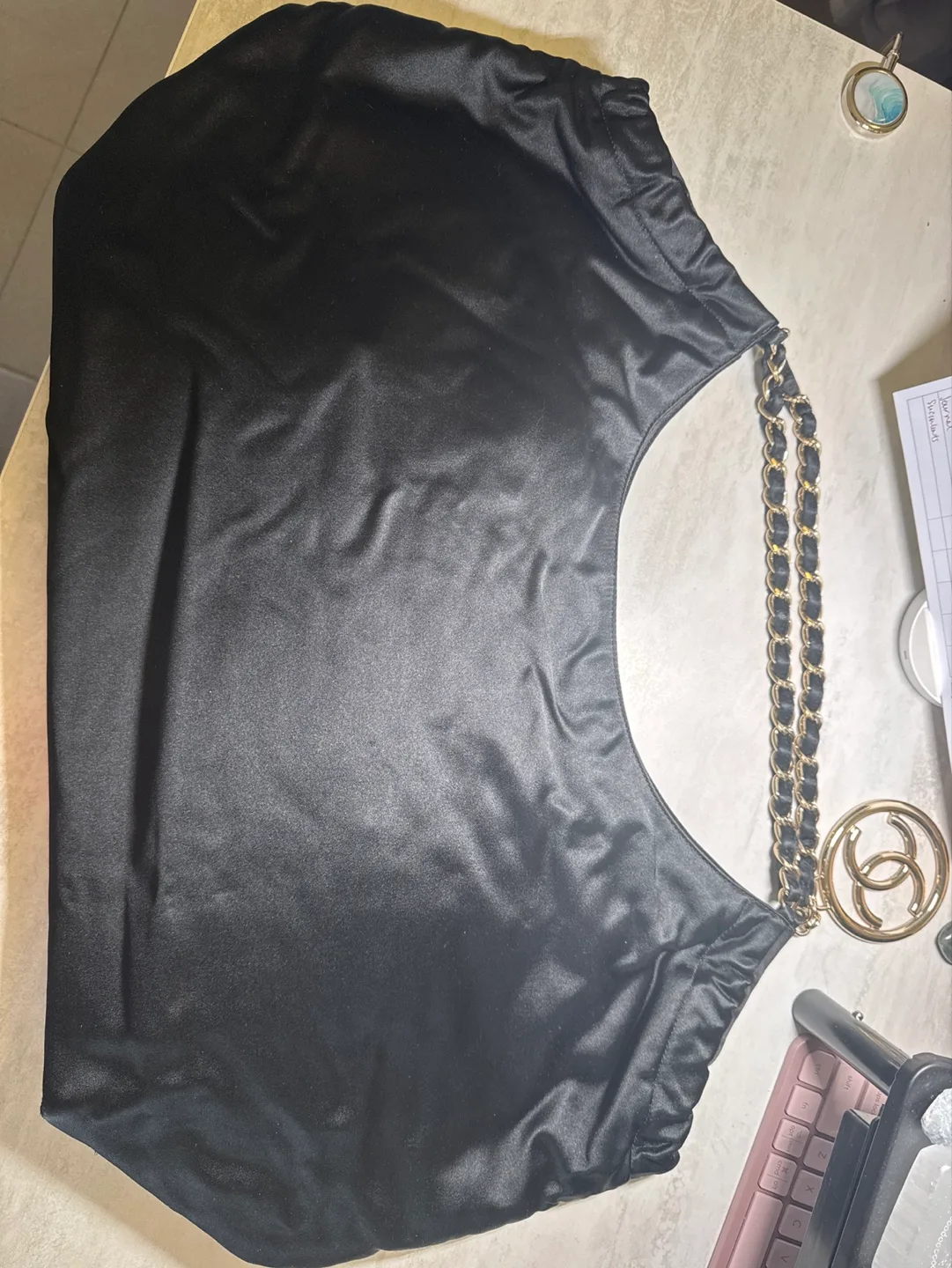 Chanel Black Satin Tote Bag image indicator(6)