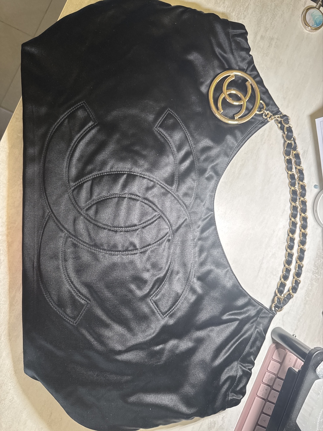 Chanel Black Satin Tote Bag - photo 5