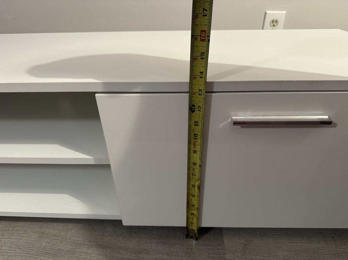 White TV Stand Media Console with Two Cabinets and Shelf - photo 3