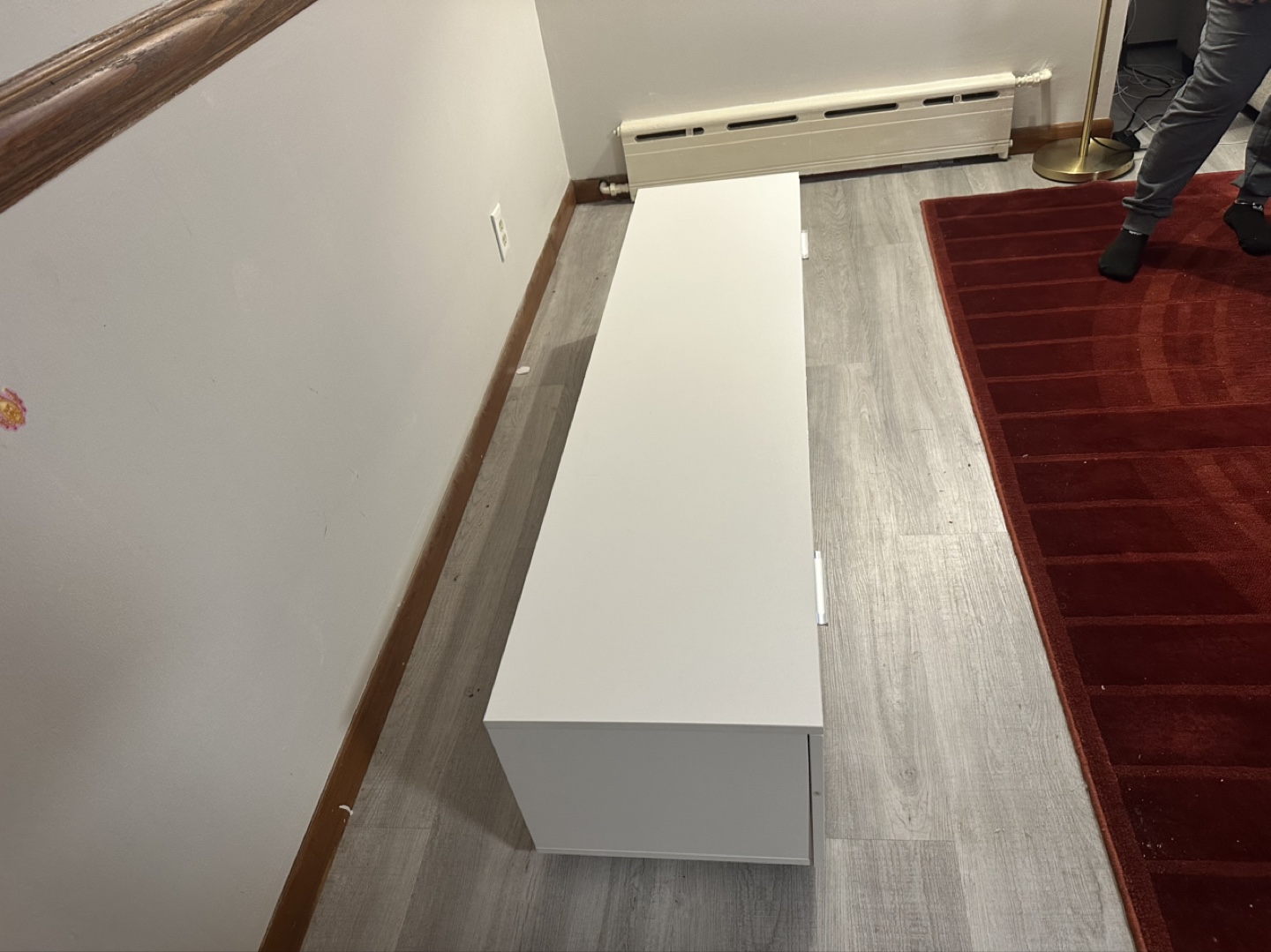 White TV Stand Media Console with Two Cabinets and Shelf - photo 2