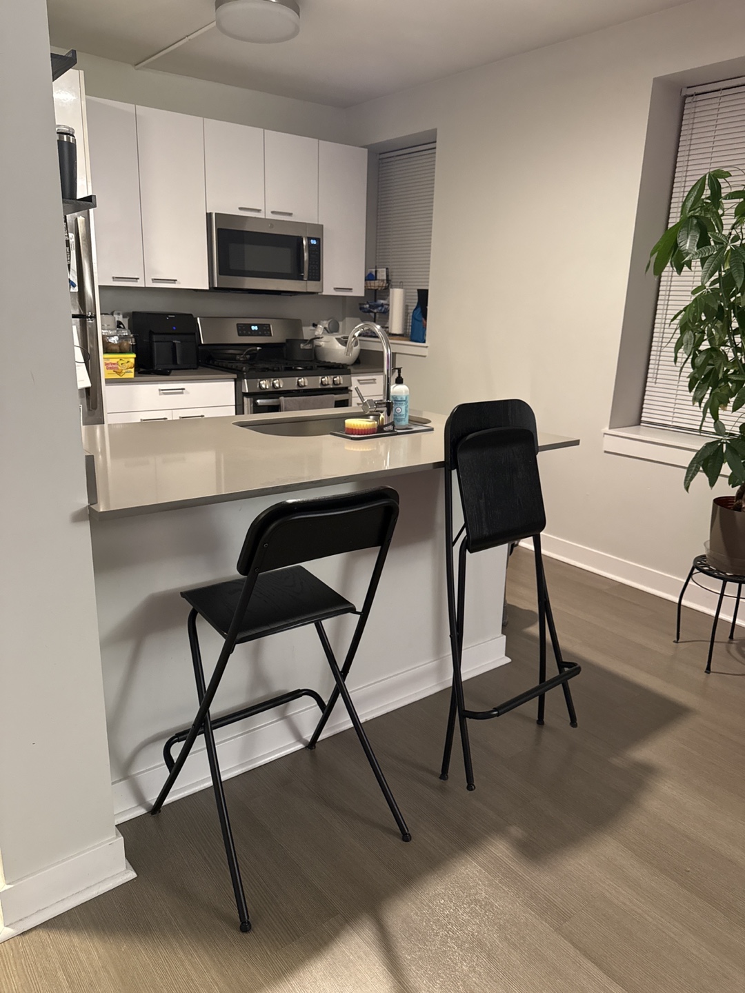Ikea Franklin Pair of Black Folding Bar Stools - photo 3