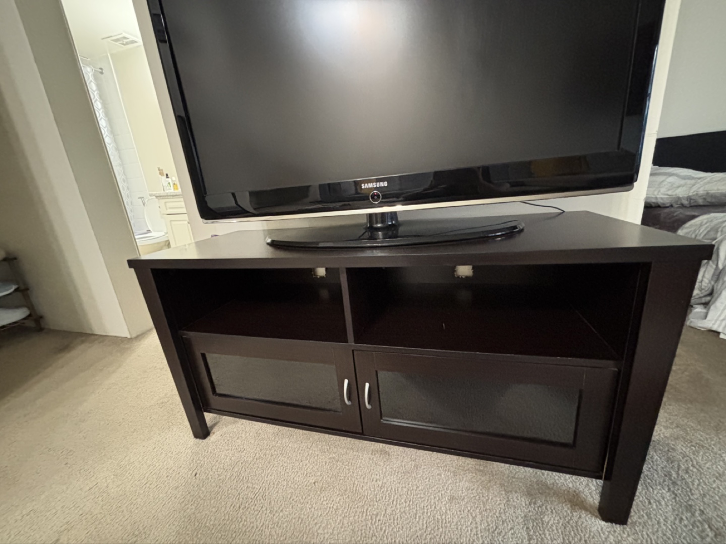 Dark Brown TV Stand with Storage - photo 2