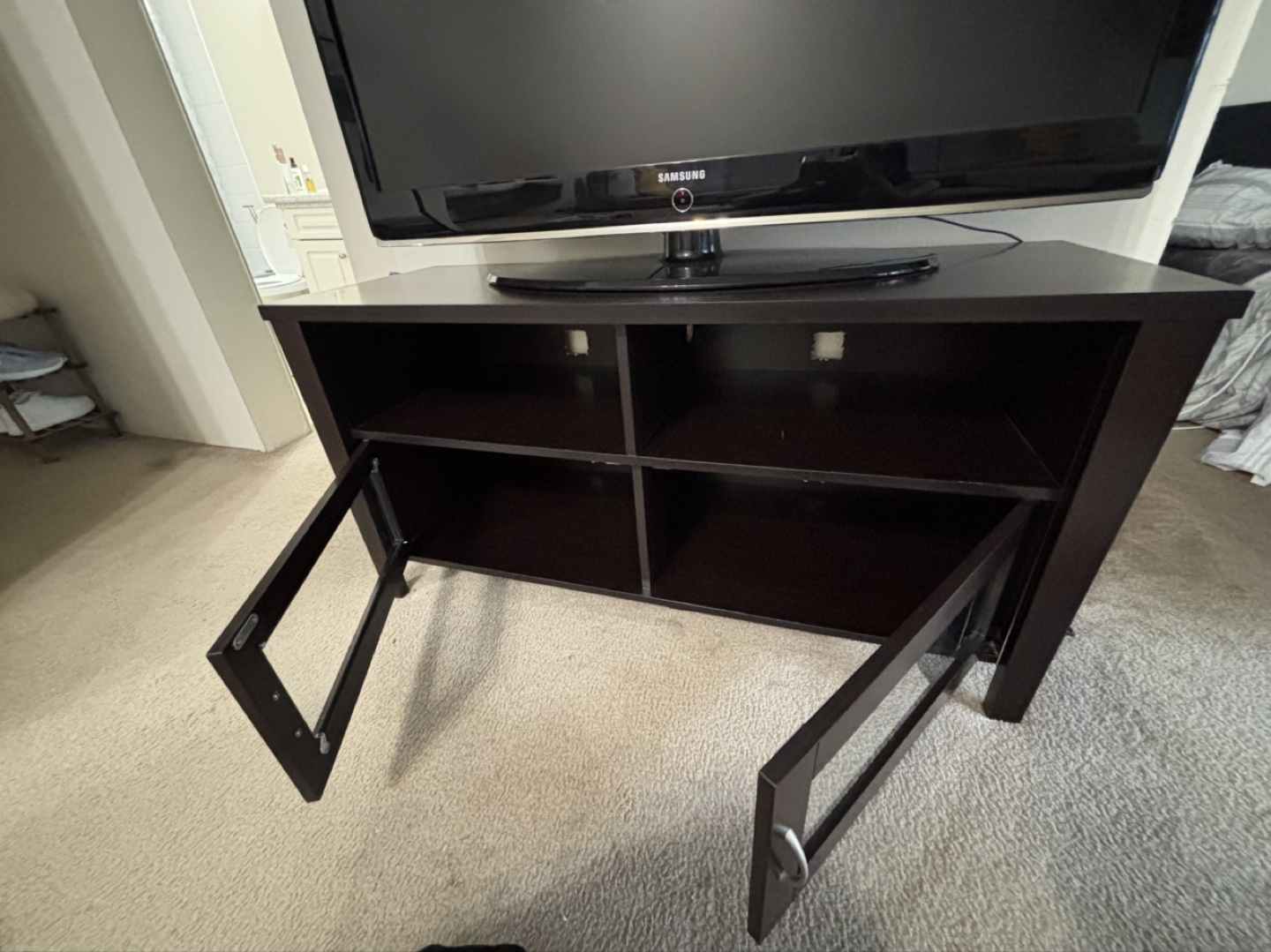 Dark Brown TV Stand with Storage