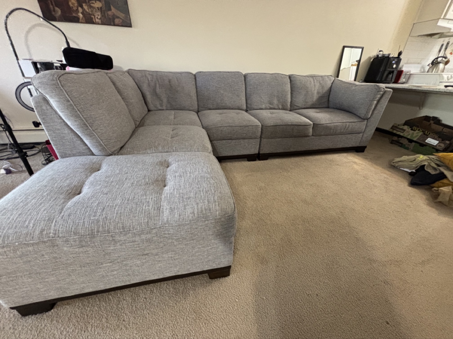 Grey L-Shaped Sectional Sofa