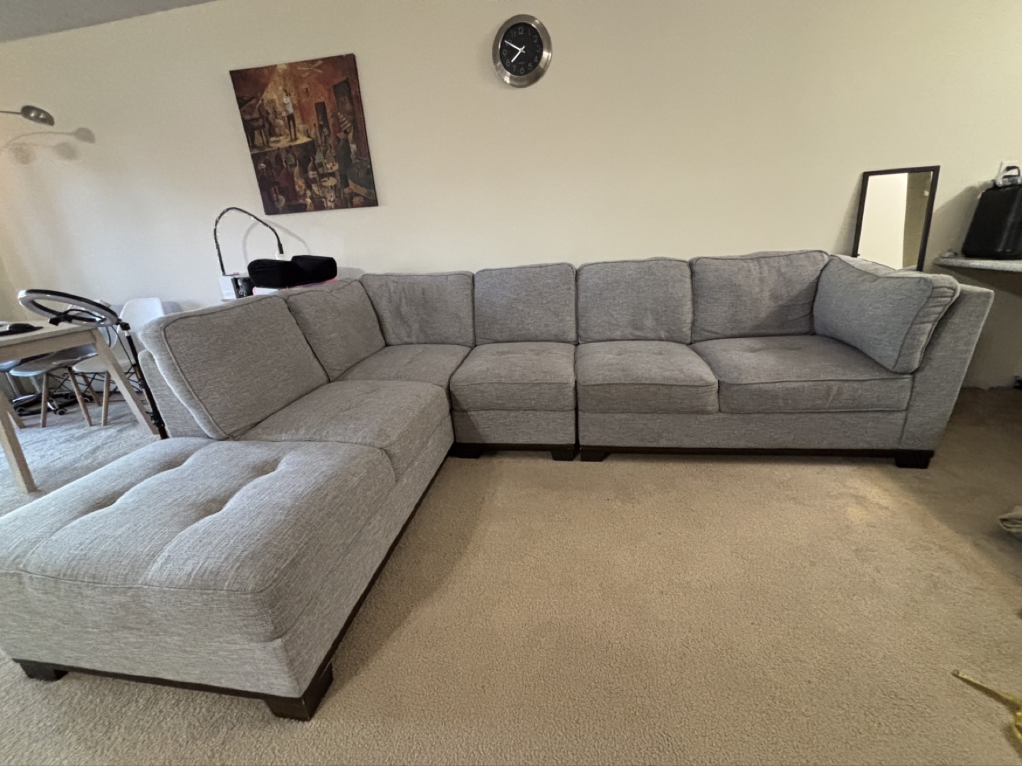 Grey L-Shaped Sectional Sofa - photo 3