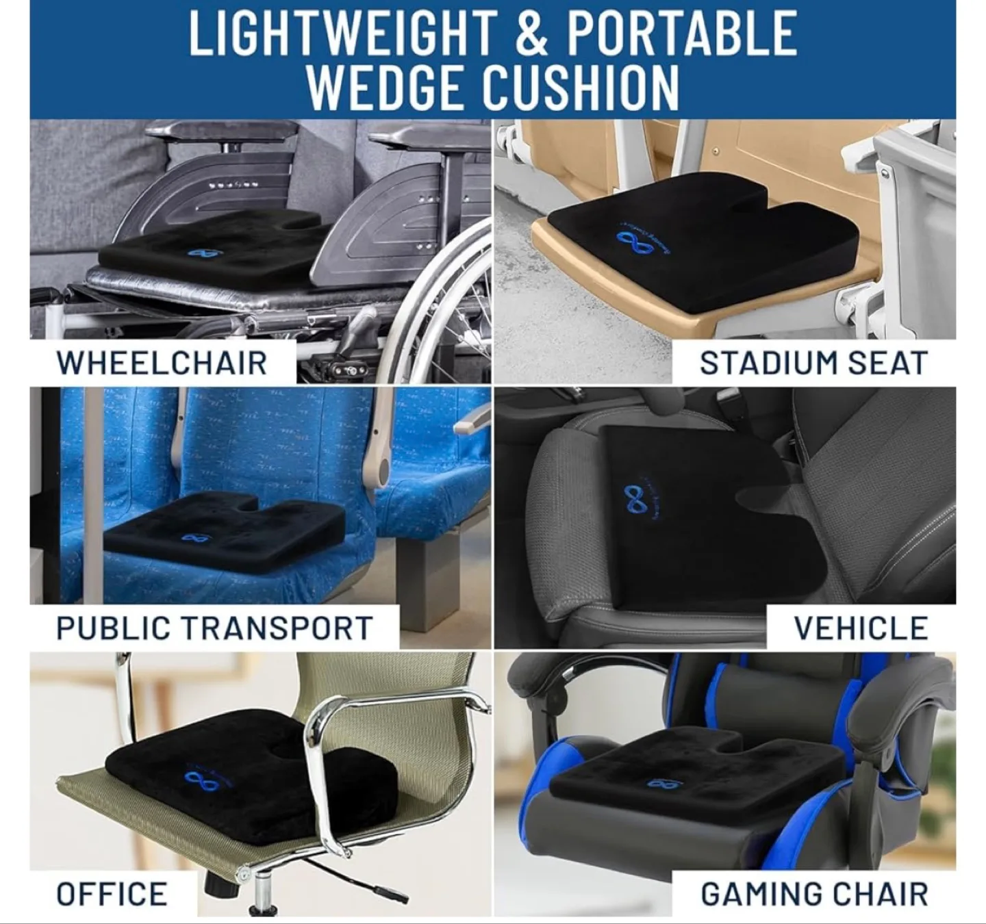 Everlasting Comfort Memory Foam Seat Cushion - Black image indicator(4)