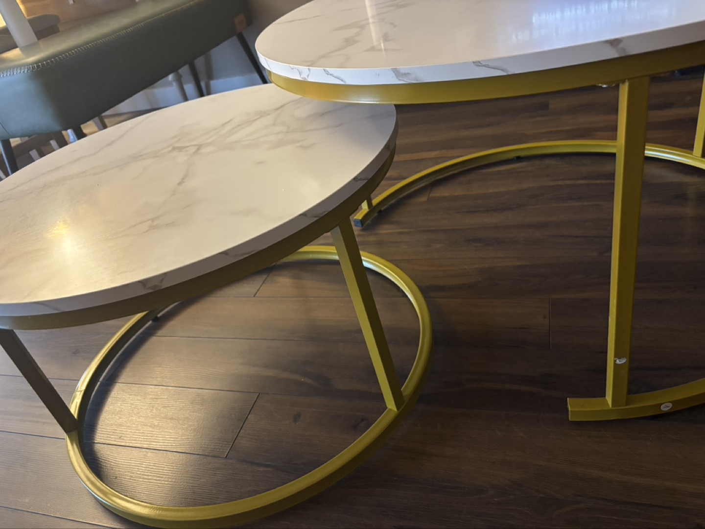 Round Nest of Tables - Marble Top & Gold Frame - photo 3