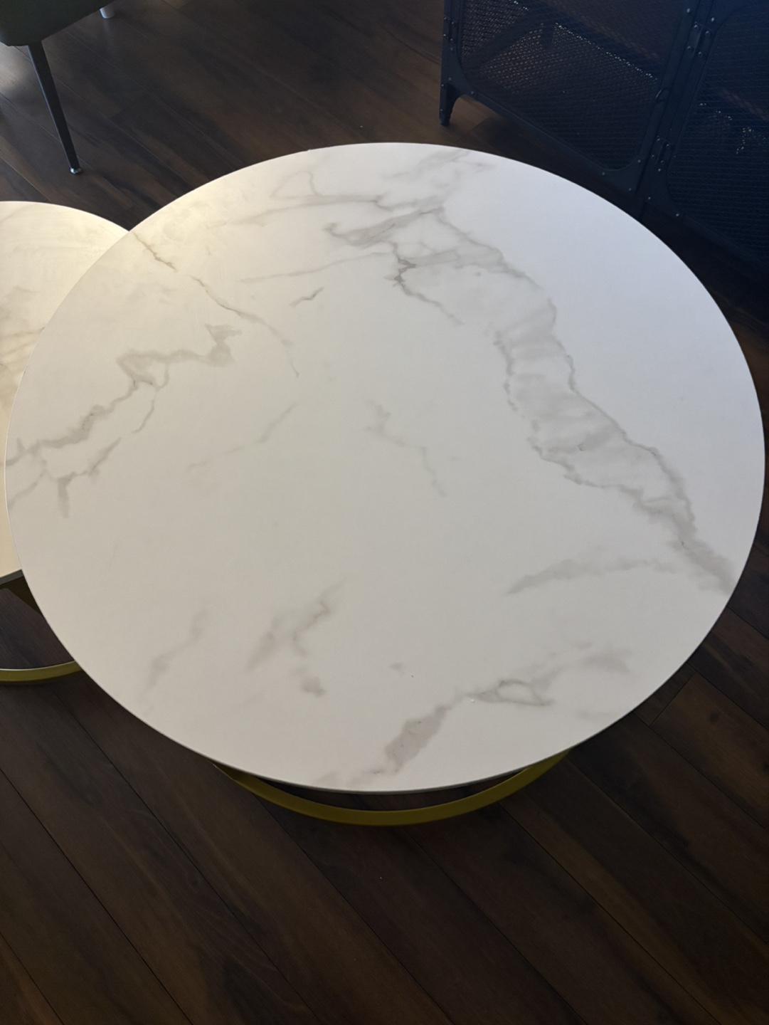 Round Nest of Tables - Marble Top & Gold Frame - photo 4