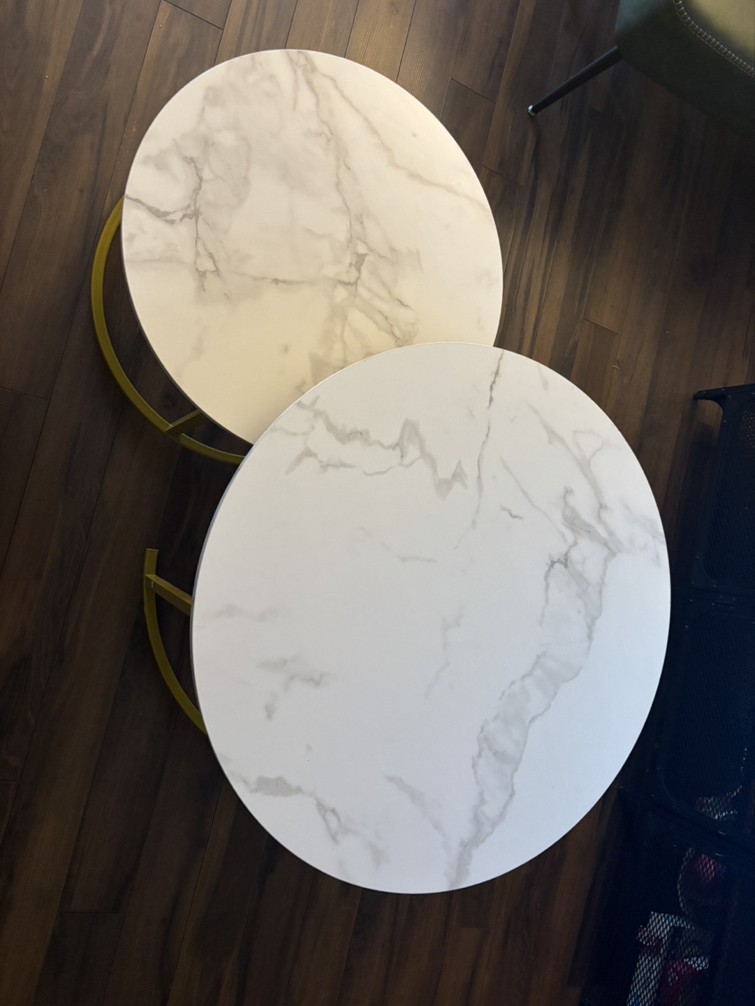 Round Nest of Tables - Marble Top & Gold Frame