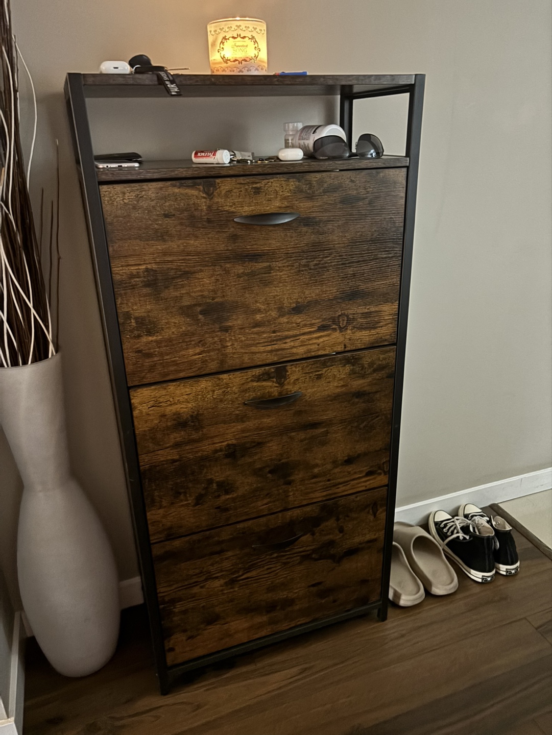 Shoe Cabinet with 3 Drawers and Top Shelf