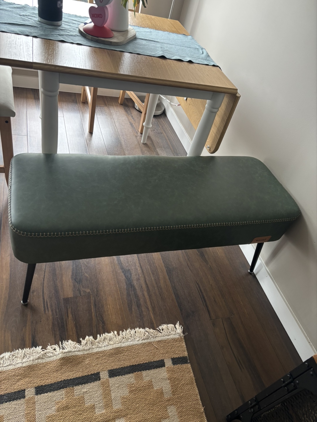 VASAGLE Green Upholstered Bench - photo 2
