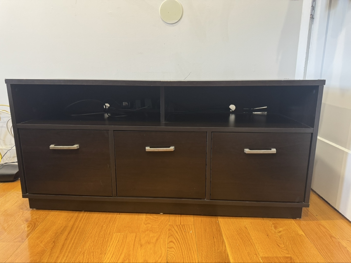 Dark Brown TV Stand with 3 Drawers