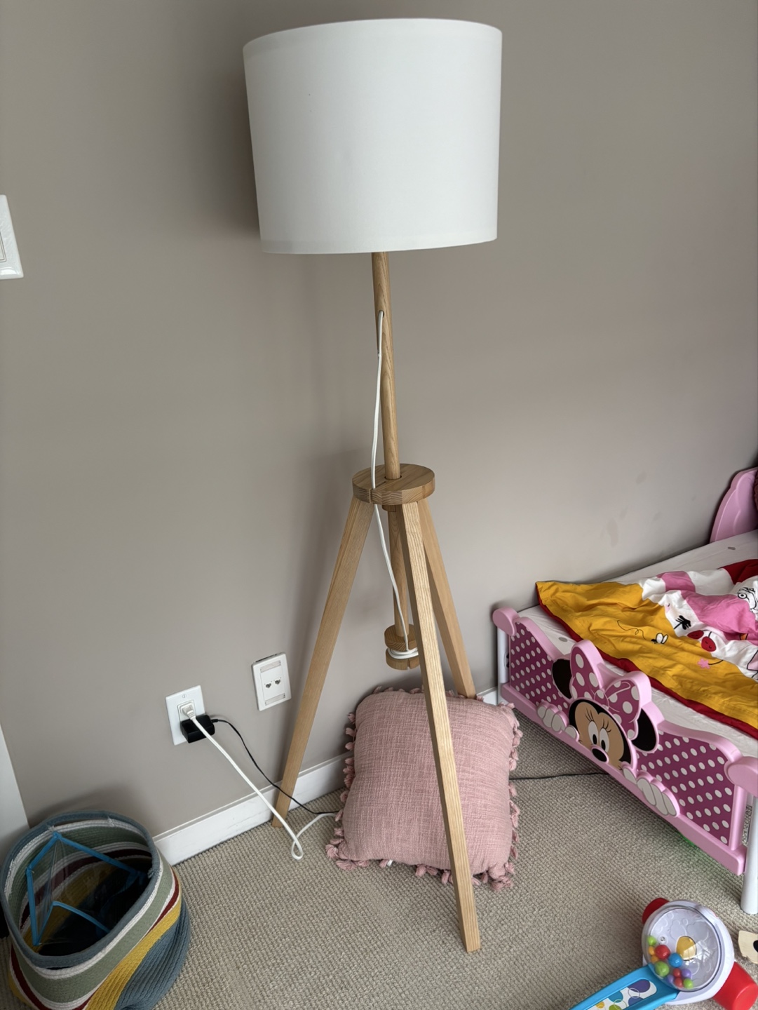 Tripod Floor Lamp with White Shade
