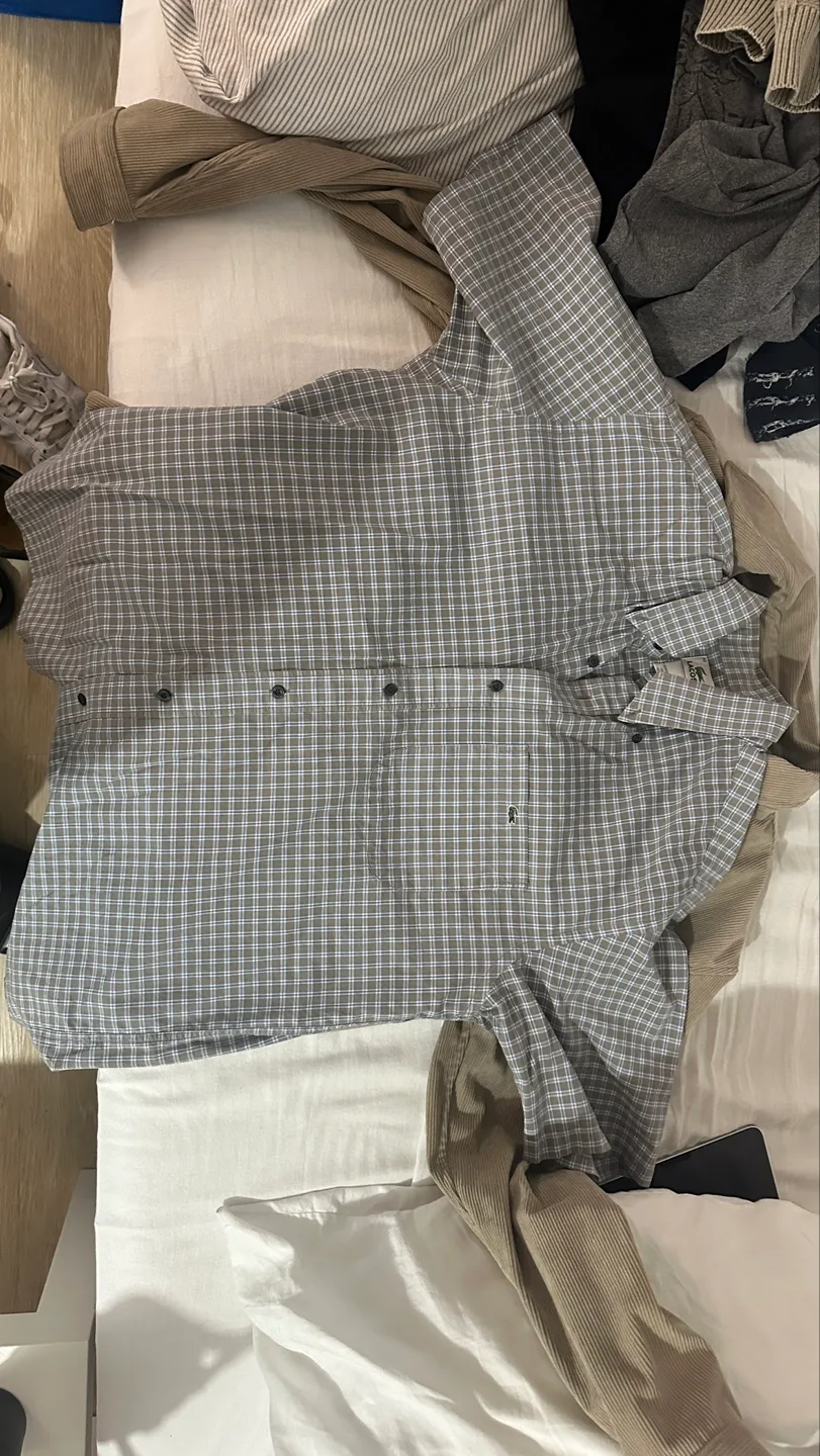 Lacoste Men's Short Sleeve Plaid Button-Down Shirt thumbnail