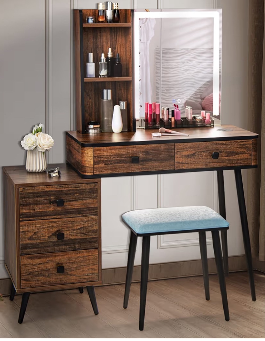 Vanity Set with Lighted Mirror (no stool)