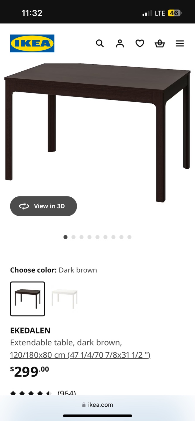 IKEA EKEDALEN Extendable Table - Dark Brown - photo 2