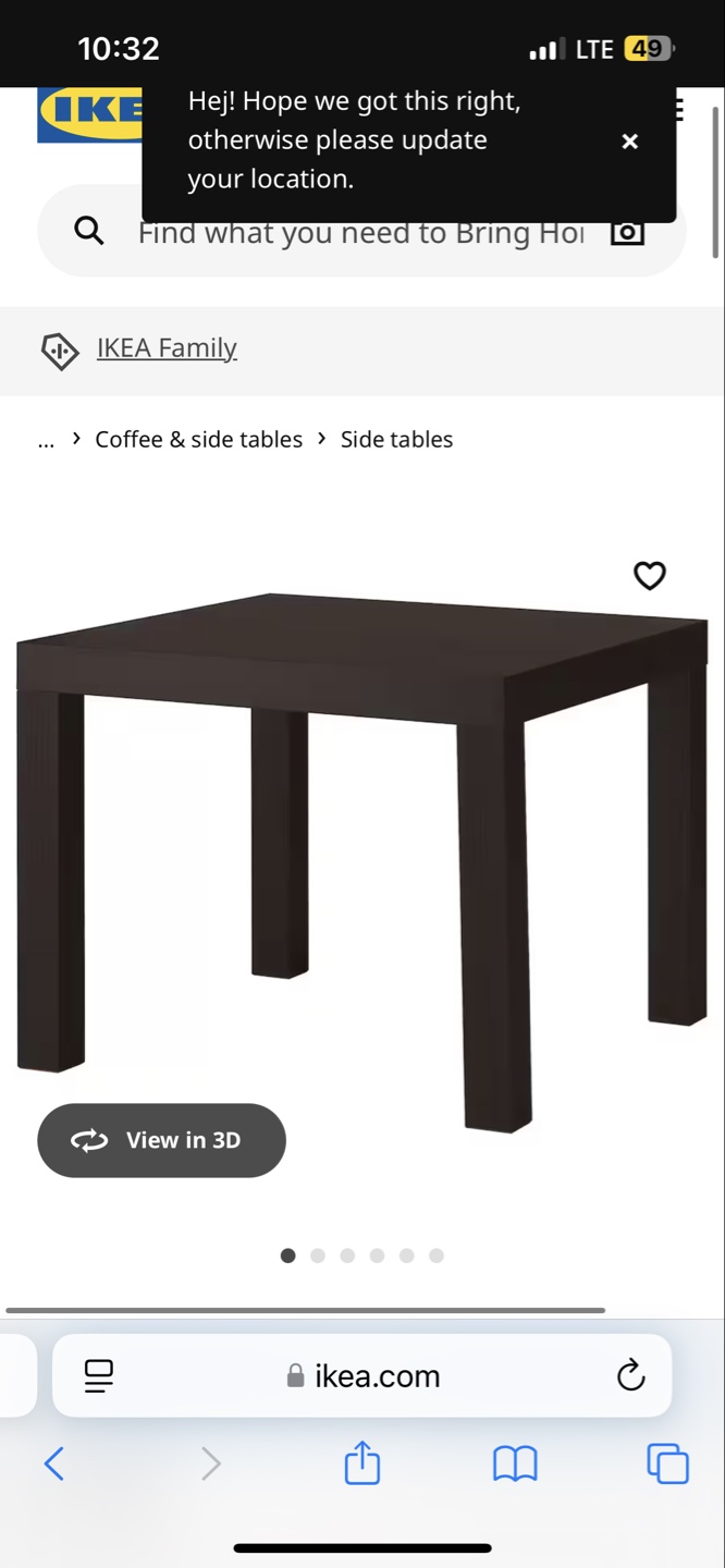 IKEA Black Side Table