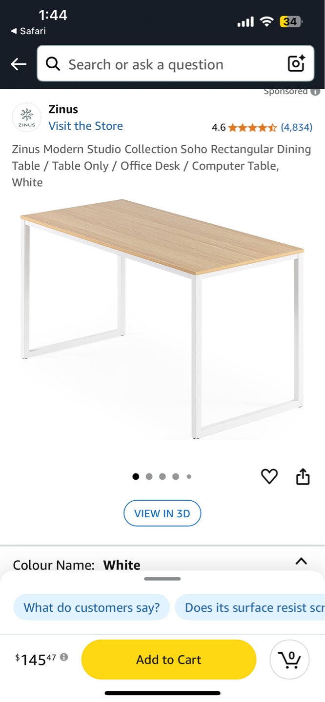 Zinus Modern Rectangular Dining/Office Desk