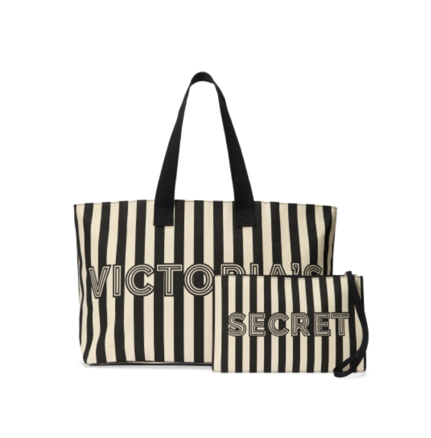 Victoria's Secret Striped Tote Bag and Pouch Set thumbnail