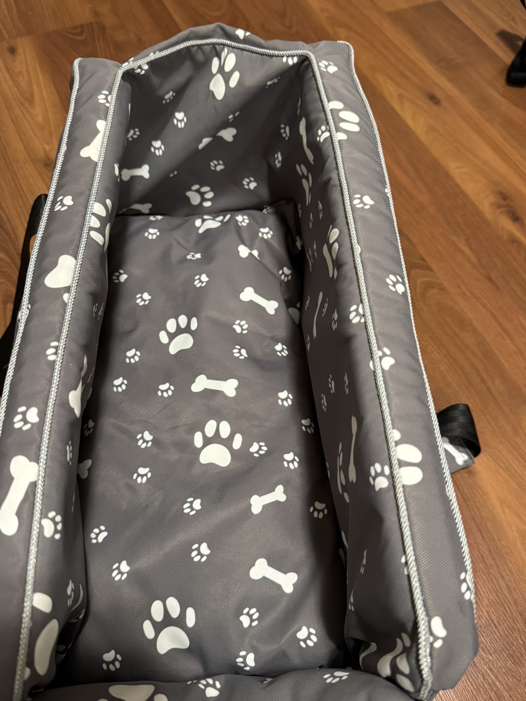 Grey Dog Carrier Bag with Paws and Bones Print - photo 3