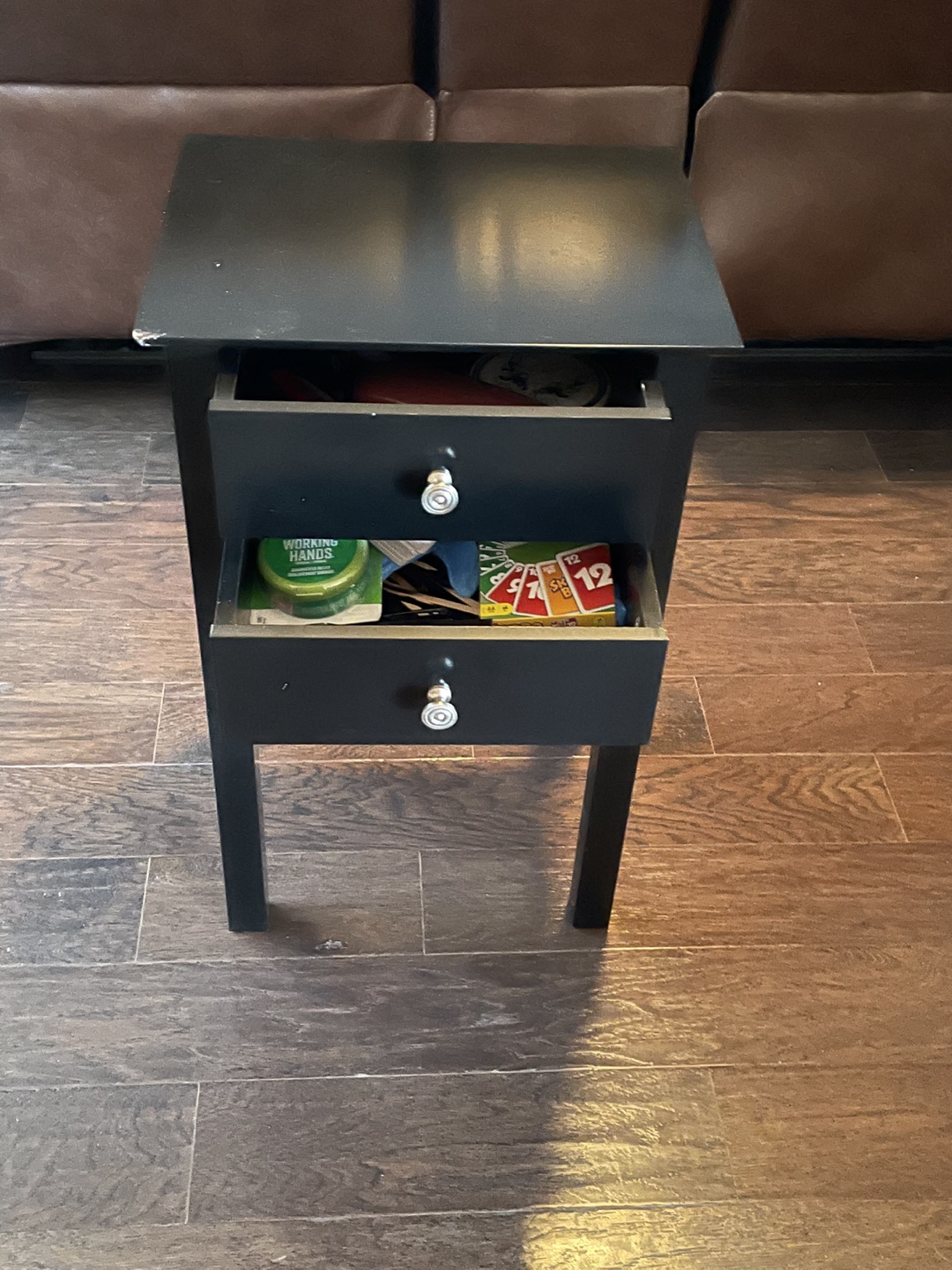 Black Wooden End Table with Two Drawers - photo 2