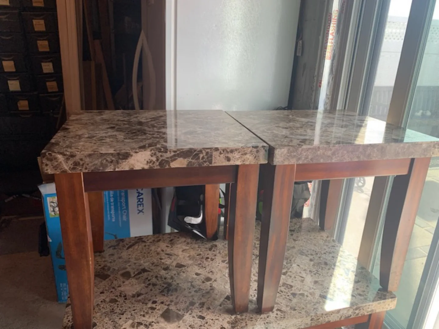 Set of 3 Marble Looking Top End Tables image indicator(2)