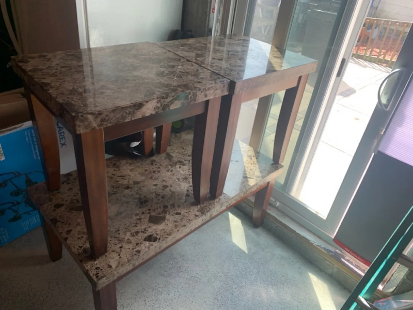 Set of 3 Marble Looking Top End Tables image indicator(3)