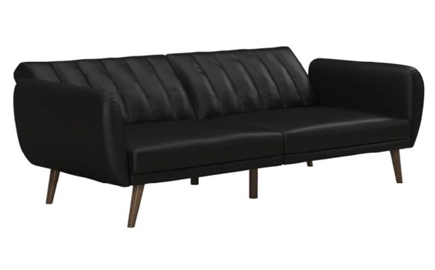 Black Faux Leather Couch Futon Sofa Bed
