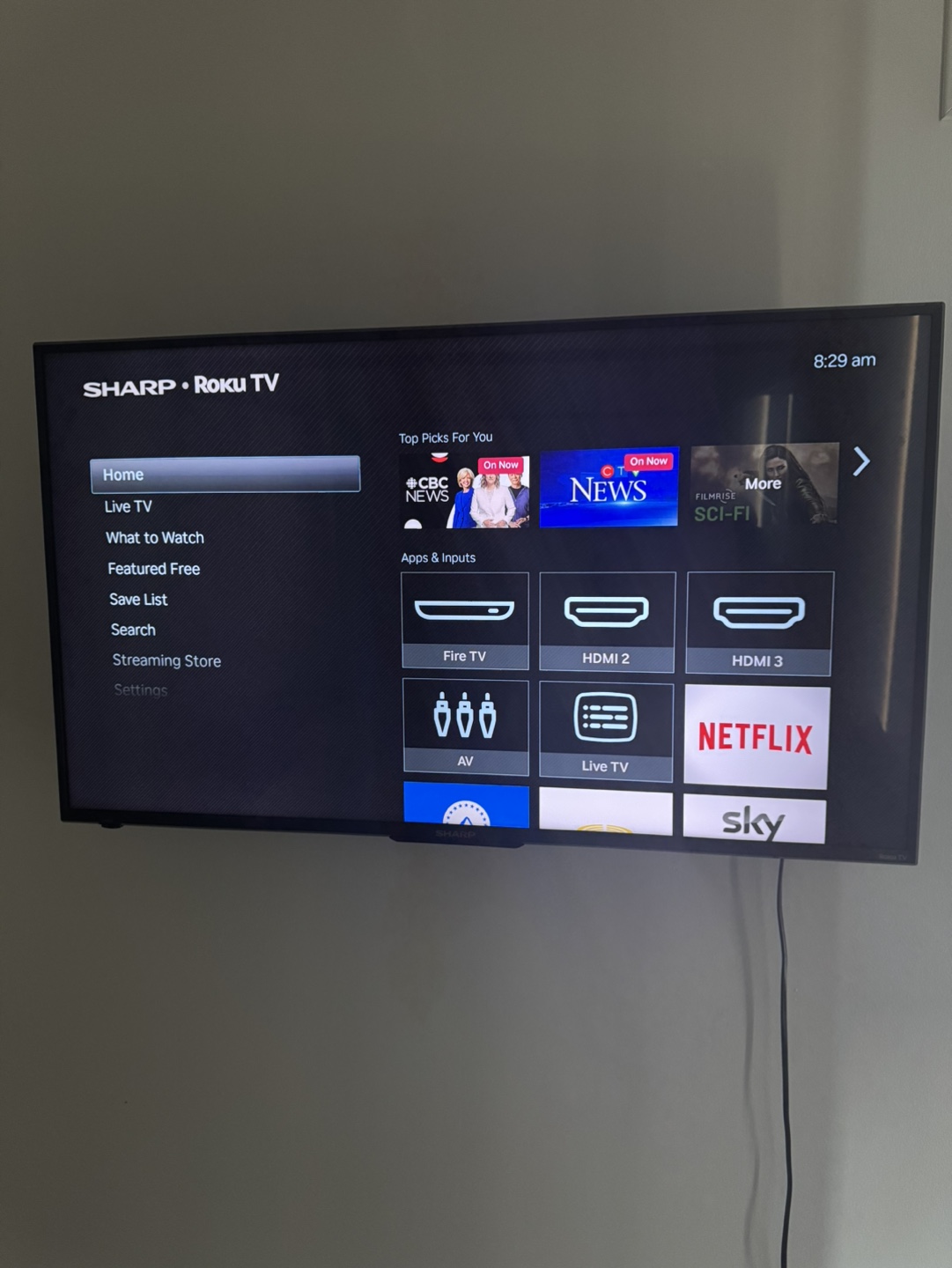 43 inch ROKU Wall-mounted TV/ comes with stands