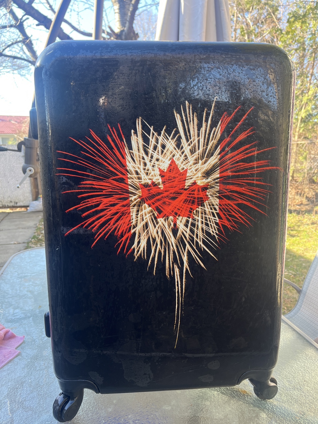 Carry-on Suitcase with Canadian Fireworks Design