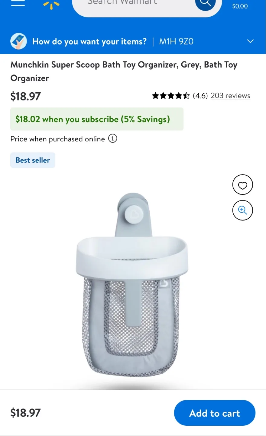Munchkin Super Scoop Bath Toy Organizer - Grey thumbnail