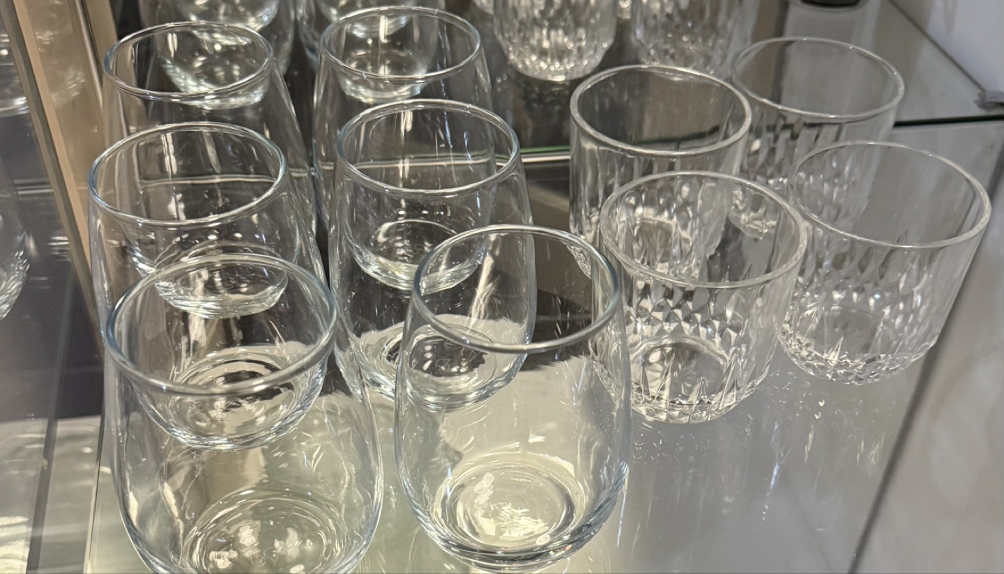 Set of Clear Glass Tumblers