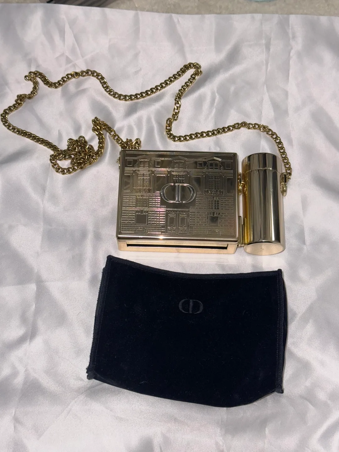 Dior Gold Makeup Case with Chain Strap thumbnail