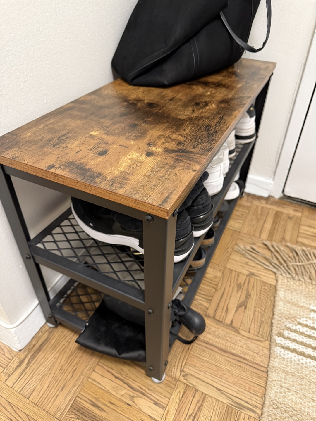 Rustic Shoe Bench with Storage - photo 2