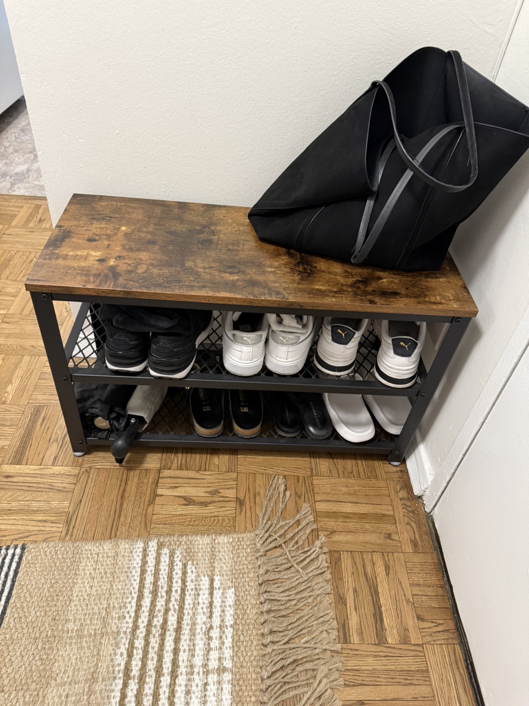 Rustic Shoe Bench with Storage