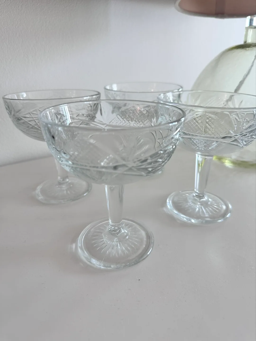 Set of Four Vintage Cut Glass Champagne Saucers image indicator(2)