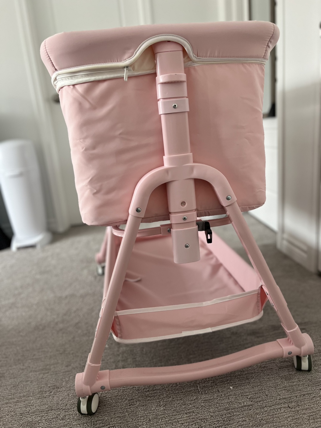 Pink Baby Bassinet with Storage Shelf and changing table - photo 4