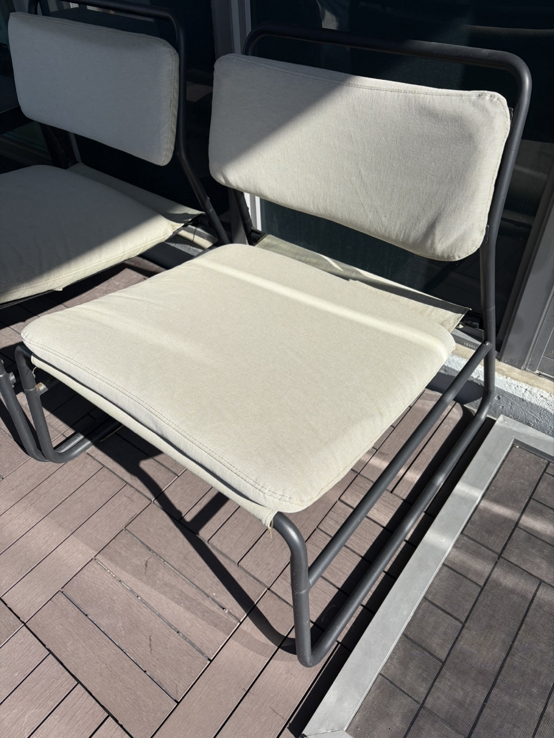Pair of IKEA LINNEBÄCK Outdoor Chairs - Olive Green