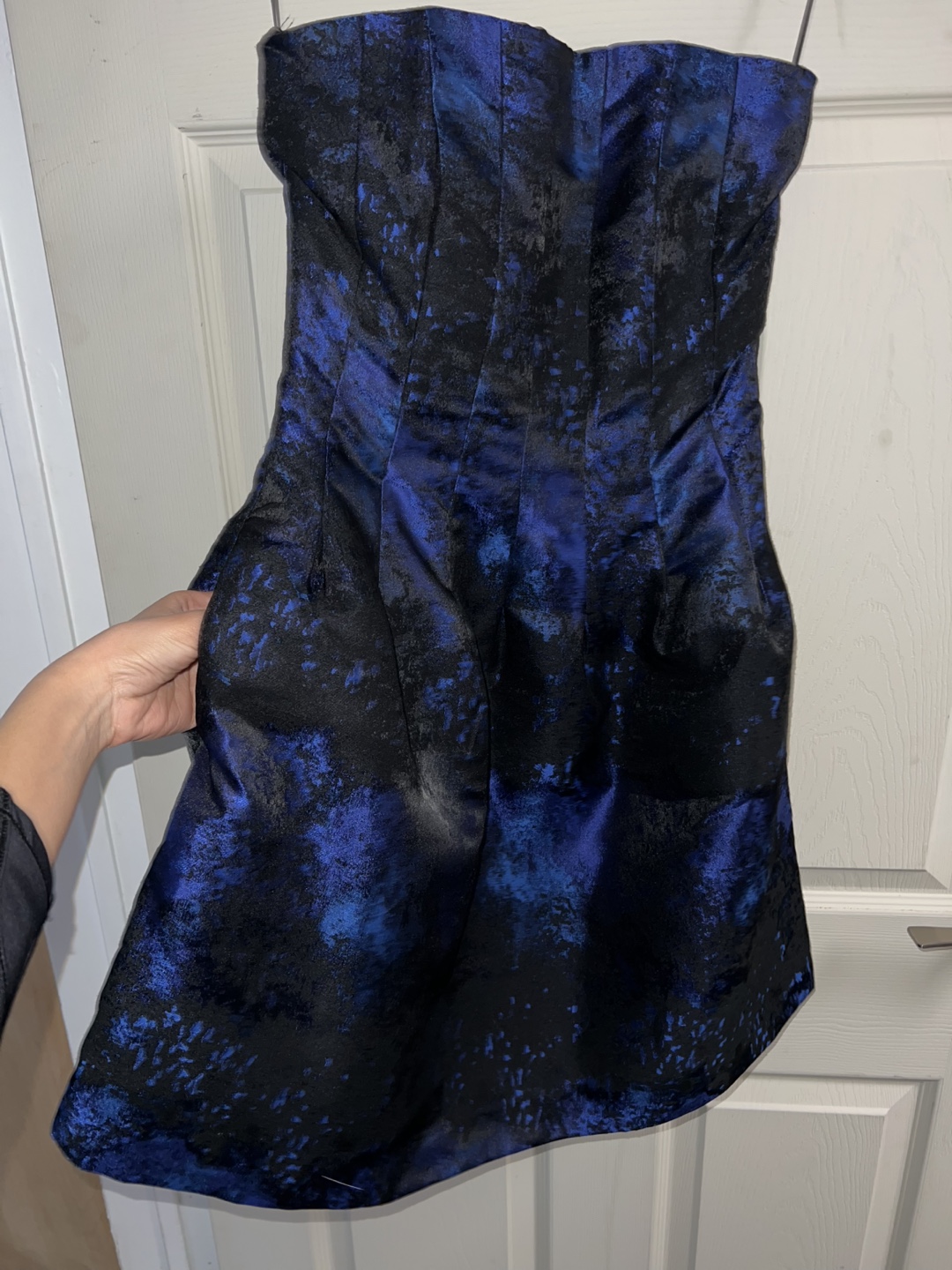 H&M Blue and Black Strapless Mini Dress Size 6 - photo 2