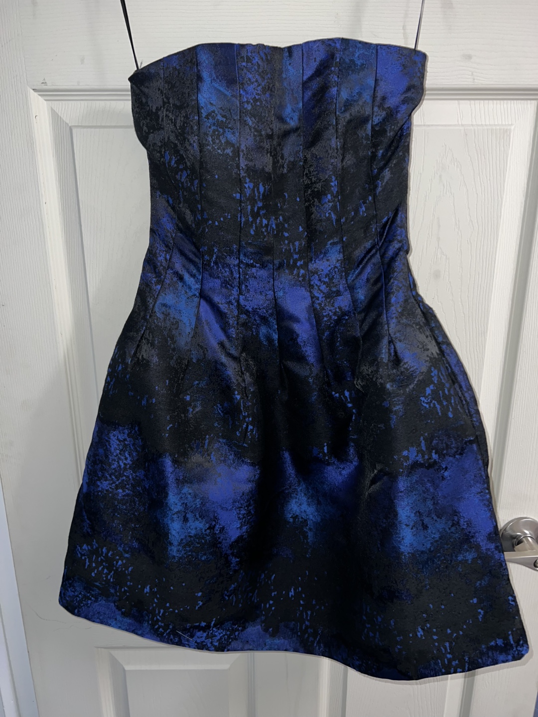 H&M Blue and Black Strapless Mini Dress Size 6