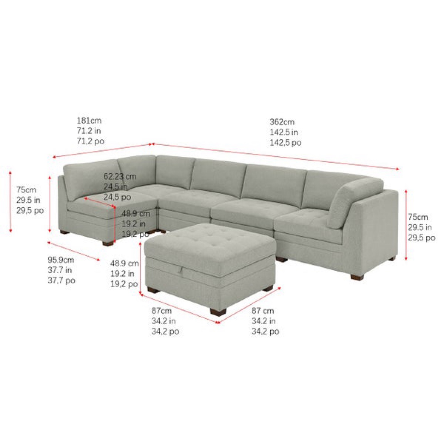 Thomasville 6-Piece Modular Sectional Sofa with Ottoman - photo 5