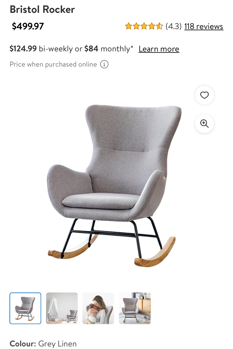 Grey Linen Rocking Chair - photo 3