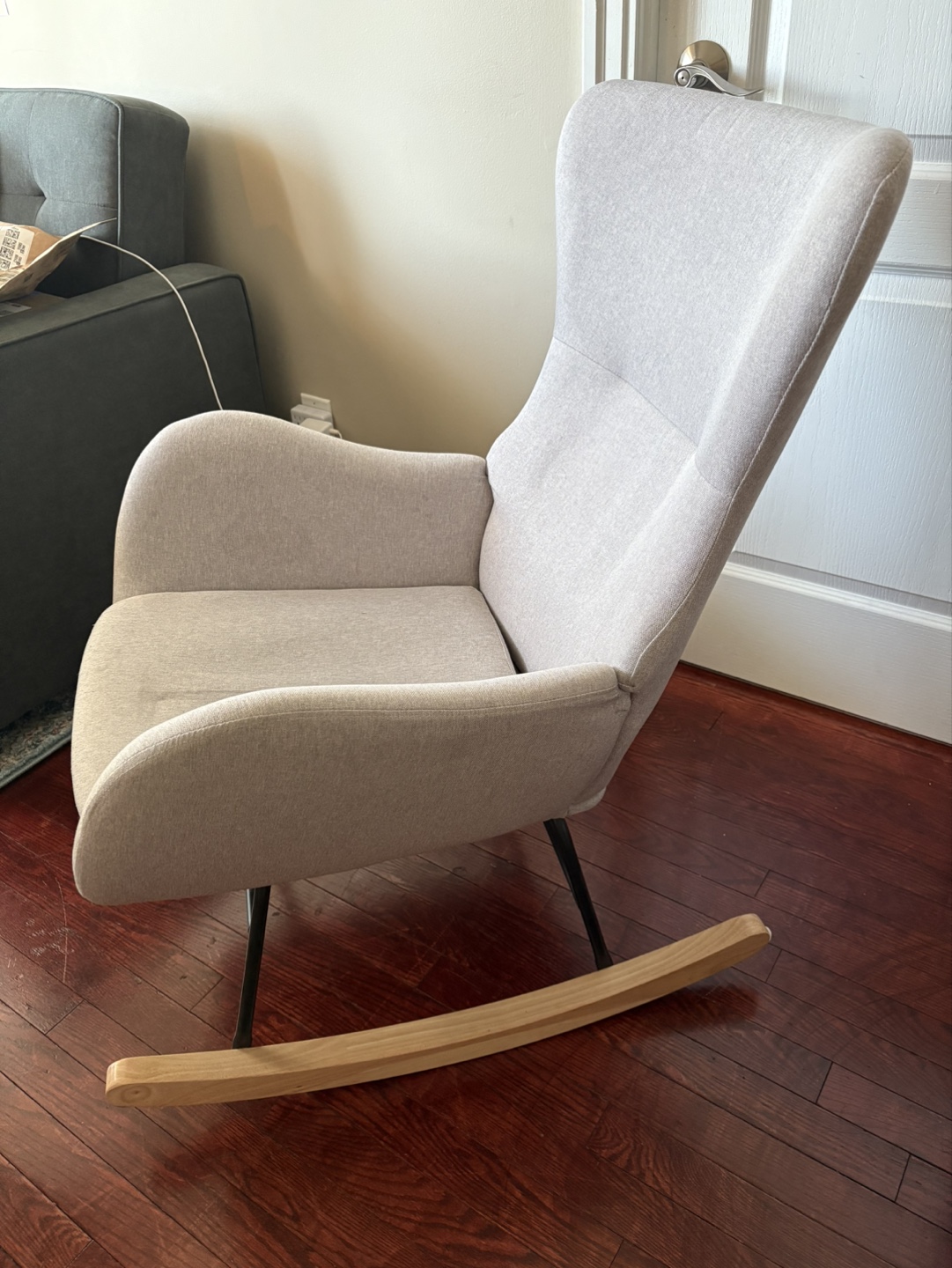 Grey Linen Rocking Chair - photo 2