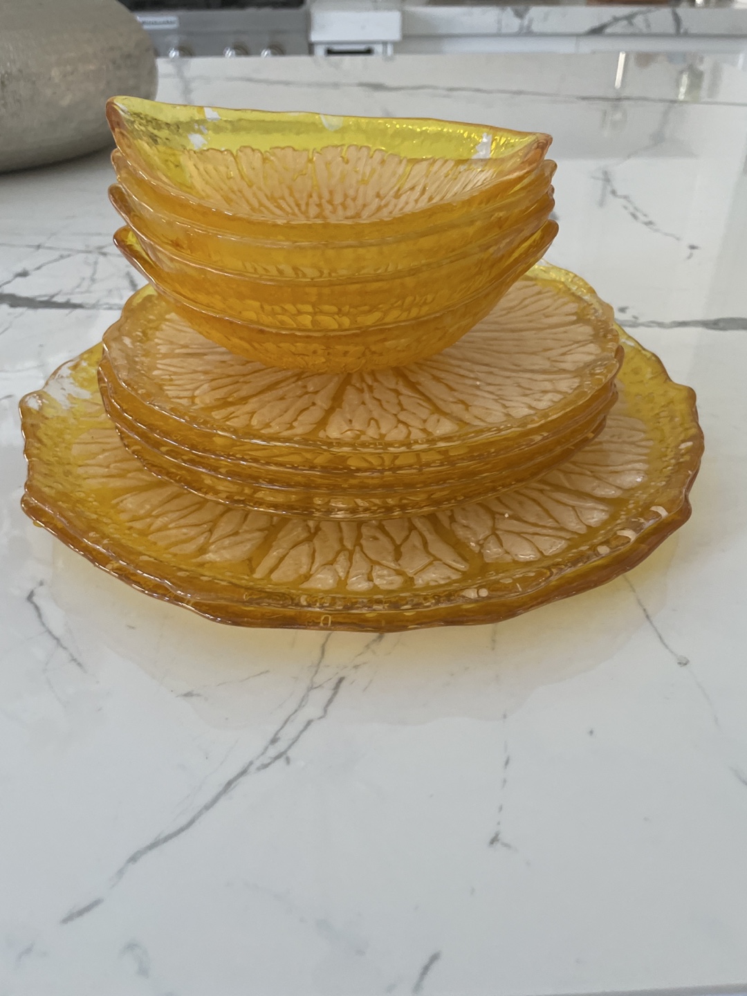 Set of Lemon Shaped Resin Coasters and Bowls