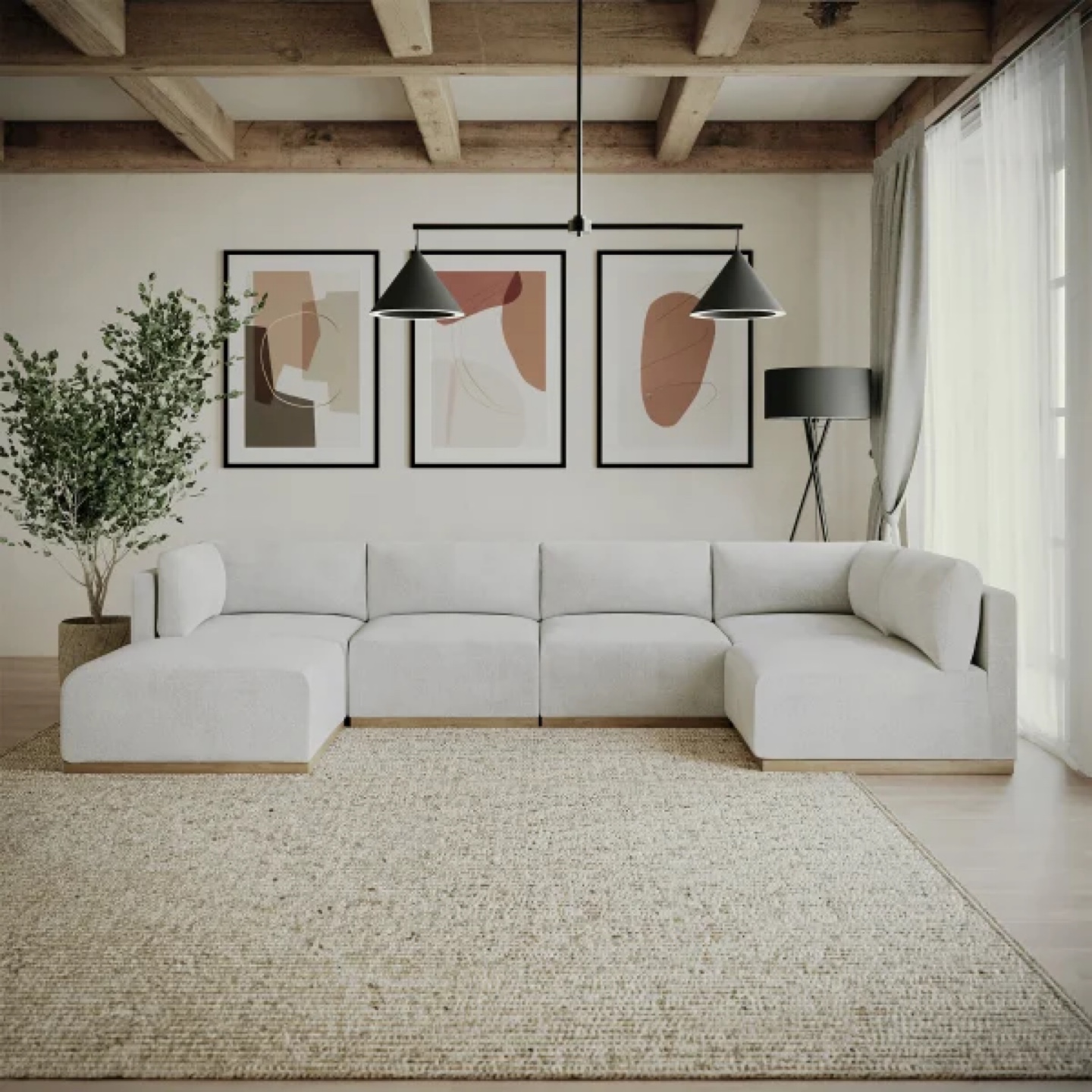 Henredon Murphy Fabric Modular Sectional with Ottoman
