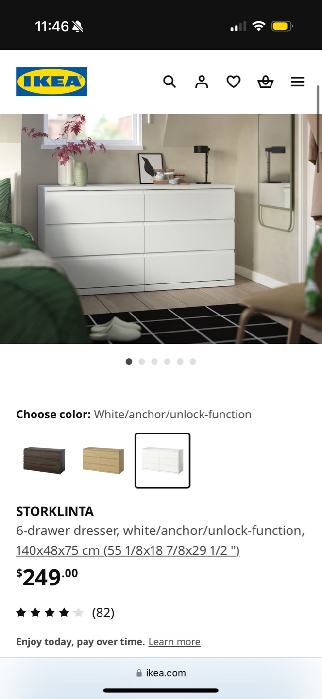 IKEA STORKLINTA 6-Drawer Dresser - White - photo 2