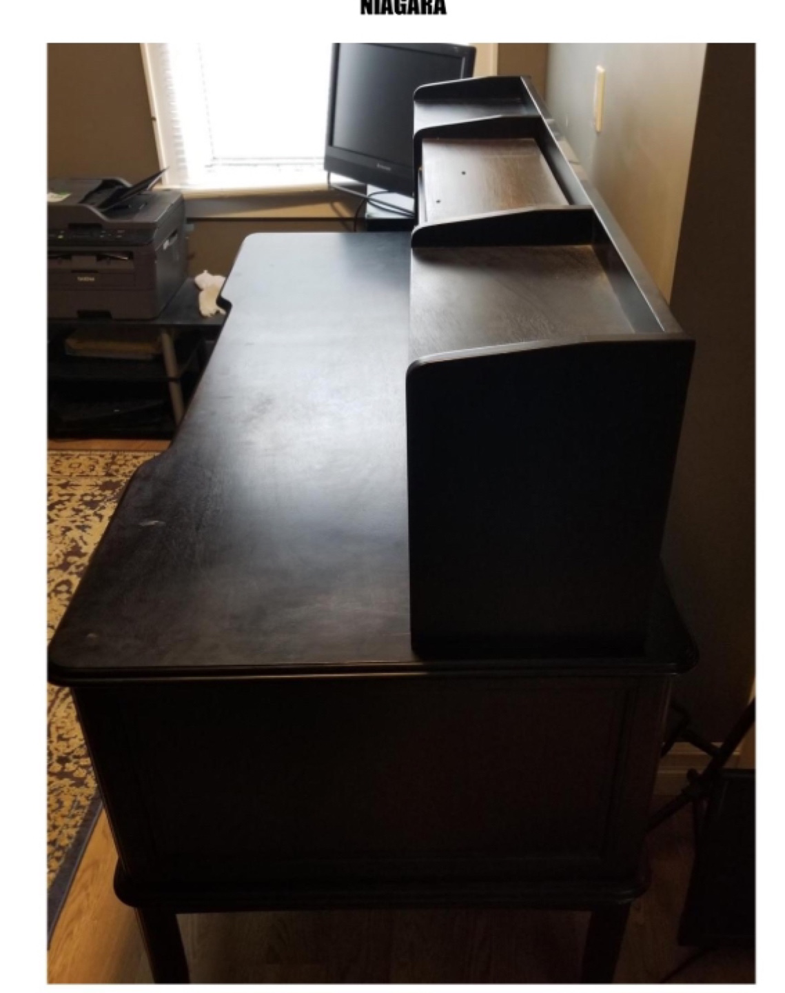 Black Wooden Desk with Hutch - photo 2