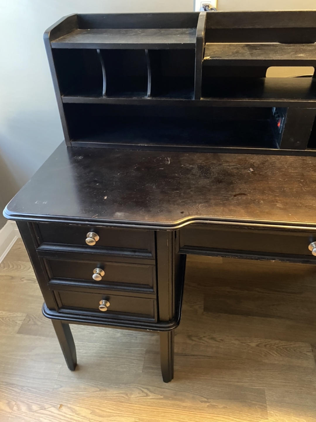 Black Wooden Desk with Hutch - photo 4