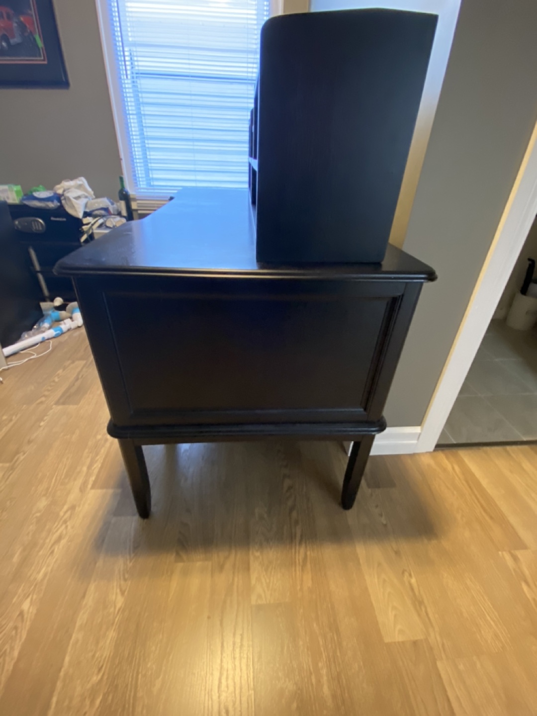 Black Wooden Desk with Hutch - photo 5