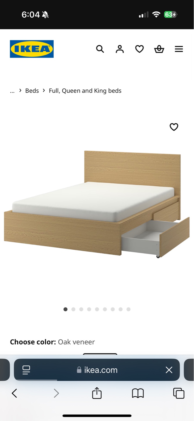 IKEA MALM Queen Bed Frame with 2 Drawers - Oak Veneer - photo 5